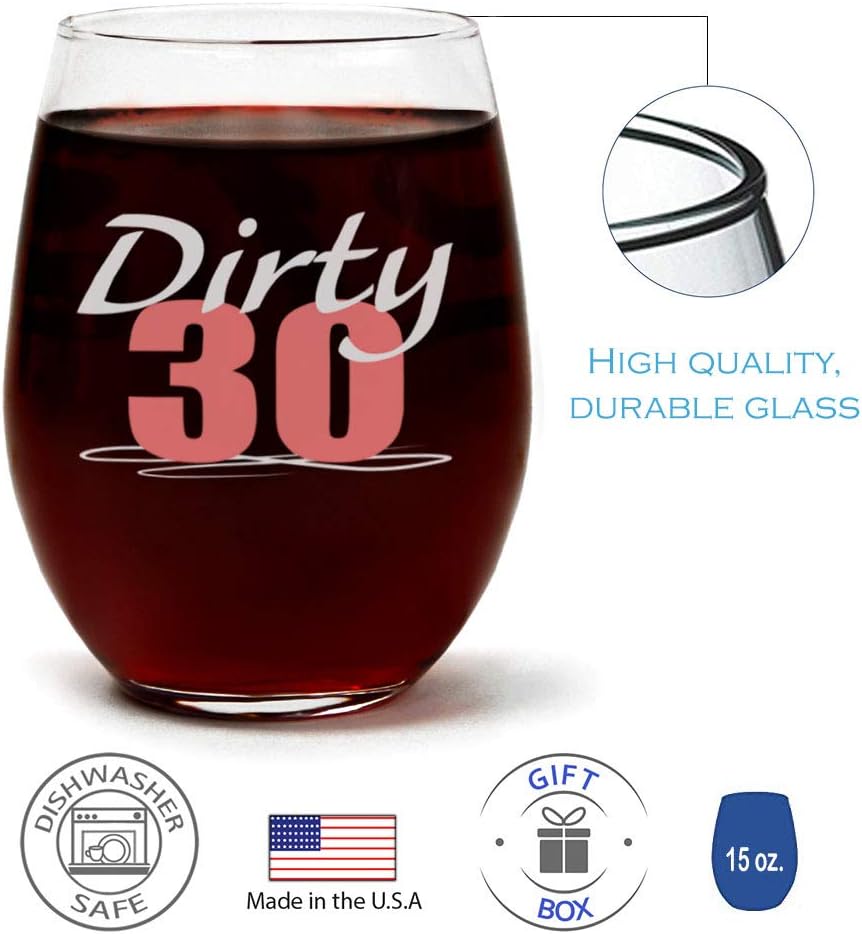 Flash Deals - 60% OFF Candle and Wine glass Gift Set, Cute Stemless 15 oz, Dirty Thirty Wine Glass, Talk Thirty To Me Soy Candle, Lime, Coconut, Floral
