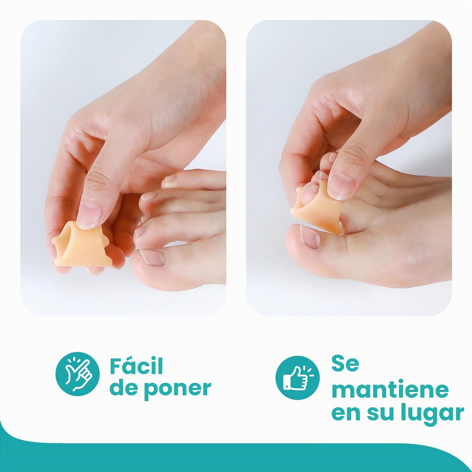 Corrector de dedos en martillo para mujeres - Enderezador de dedos de gel blando - Realineación de dedos doblados, curvados, torcidos, en garra(6 Count,Large, Beige)