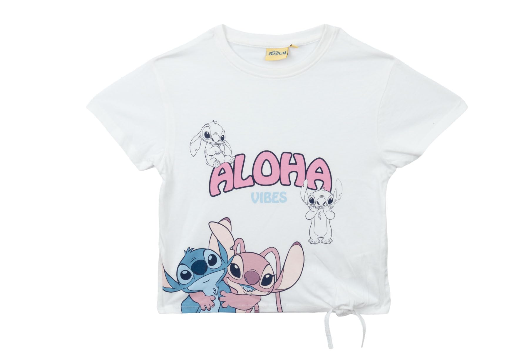 Disney Stitch T Shirt Bambina 100% Cotone Maglietta Estiva Manica Corta Licenza Ufficiale Modello Classico o Crop Top Taglie 3-14 Anni - 5