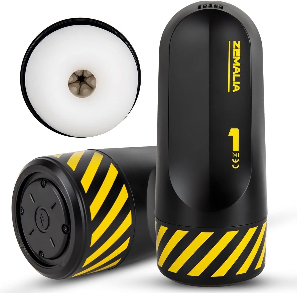 ZEMALIA Vibrating Male Masturbator Sex-Toy - 5 Vibrations+Double Click to Intense Orgasm with 3D Textured Soft Sleeve for Men - Private Rechargeable Design Adult Male Masturbation, Black