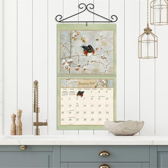 Lang Birds in the Garden 2026 Wall Calendar 12-Month Calendar with Stapled Binding, Linen-Embossed Backyard Bird & Garden Artwork by Jane Shasky, 13.4 12