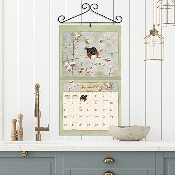 Lang Birds in the Garden 2026 Wall Calendar 12-Month Calendar with Stapled Binding, Linen-Embossed Backyard Bird & Garden Artwork by Jane Shasky, 13.4 12