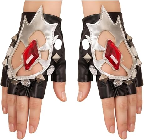 Milas Cosplay Gloves Costume Half Finger Leather Glove Adult Women Halloween Accessories Props