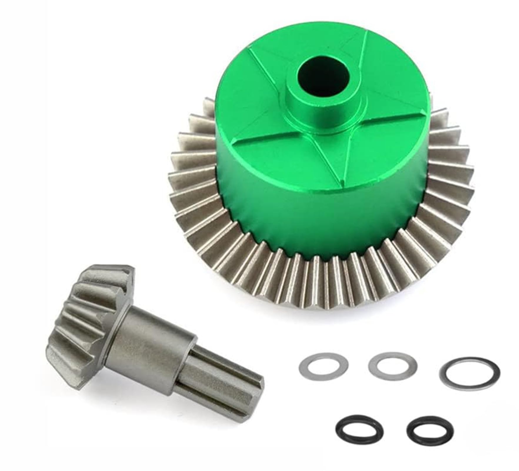 Steel Diff Gear 37T Input Gear 13T Diff Case Set Upgrades Parts for ARRMA 1/10 Arrma Big Rock/Granite/Vorteks/Senton 3S BLX,Kraton/Outcast 4S BLX,1/8 Typhon/Infraction 3S BLX(Green)