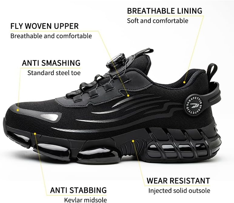 KEXUEJIA Steel Toe Work Shoes for Men Women Lightweight Comfortable Industrial & Construction Outdoors Safety Shoes