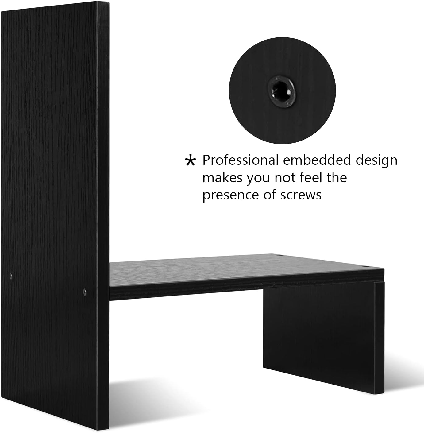 Desk Shelf Organizer, Wood Desktop Bookshelf Organizers and Storage, Small Desk Shelves for Office Supplies, Desk Organization for Study Room Simple Assembly Adjustable Table Shelf, Black : Office Products