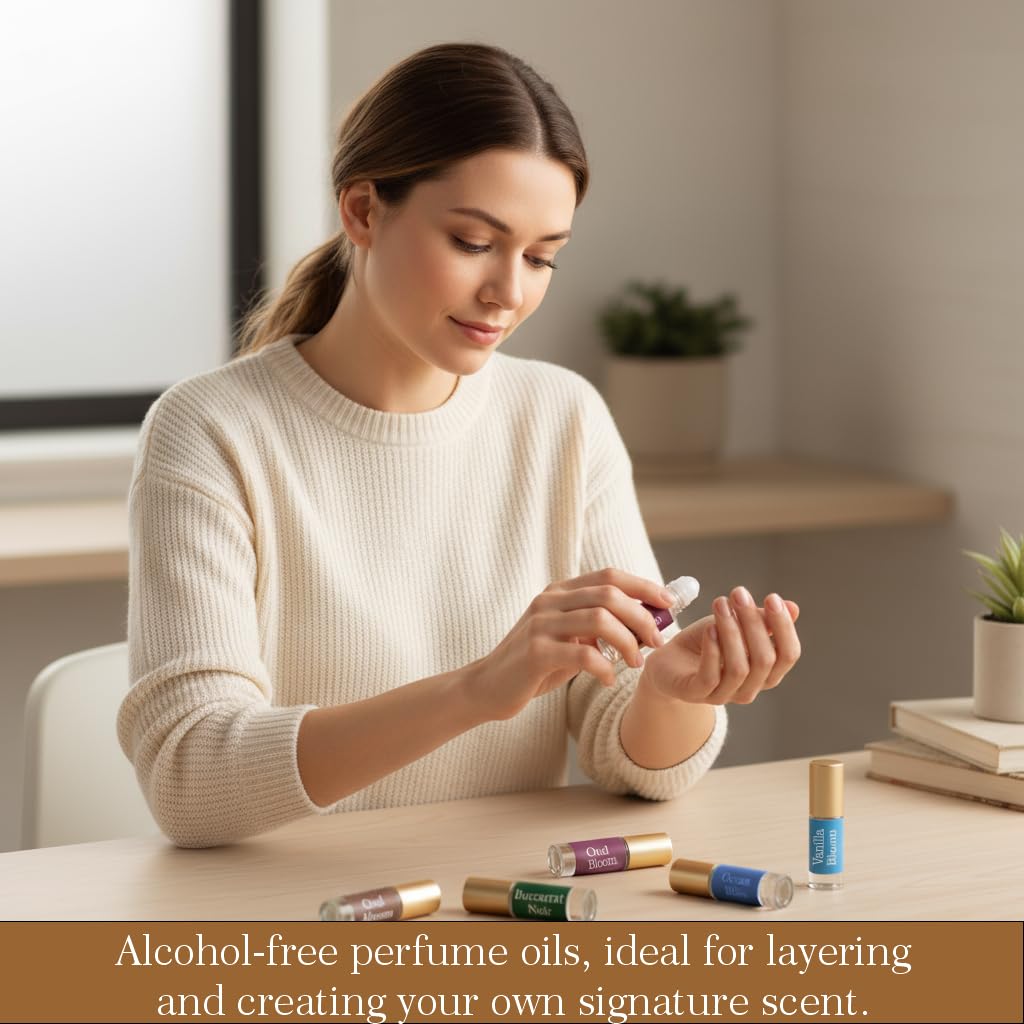 Zoha Perfume Discovery Set | Sample Perfumes for Women & Men with Sweet, Spice & Woody Scents | Alcohol-free Layering Perfume Oils | Travel Size Long Lasting Fragrance Sampler | 7 Scents of 2ml