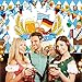 AUGSUN Oktoberfest Coloring Poster with 18 Pcs Paint Pens, Bavarian German Party Games Giant Poster Octoberfest Blue White Diamonds Checkered Beer Tablecloth for Party Decorations Supplies, 72 x 30 In