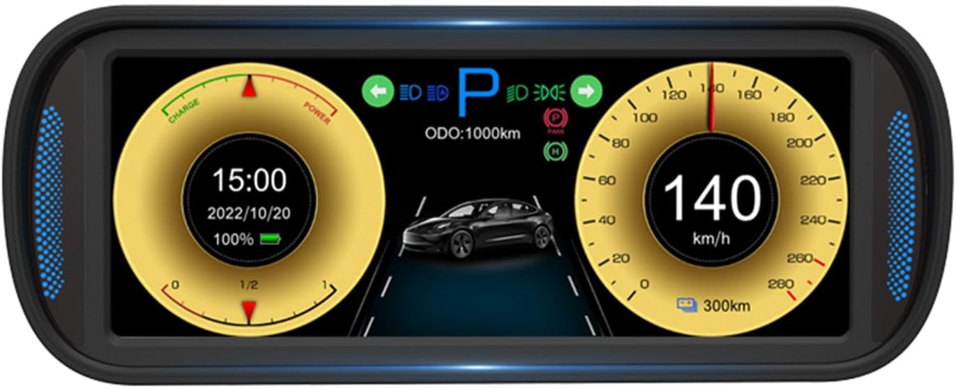 Car Head Up Display Replacement for Tesla Model Y/3 2019-2022, 6.8inch IPS Screen, 1280 * 480 HD Resolution, USB Connectivity, Black