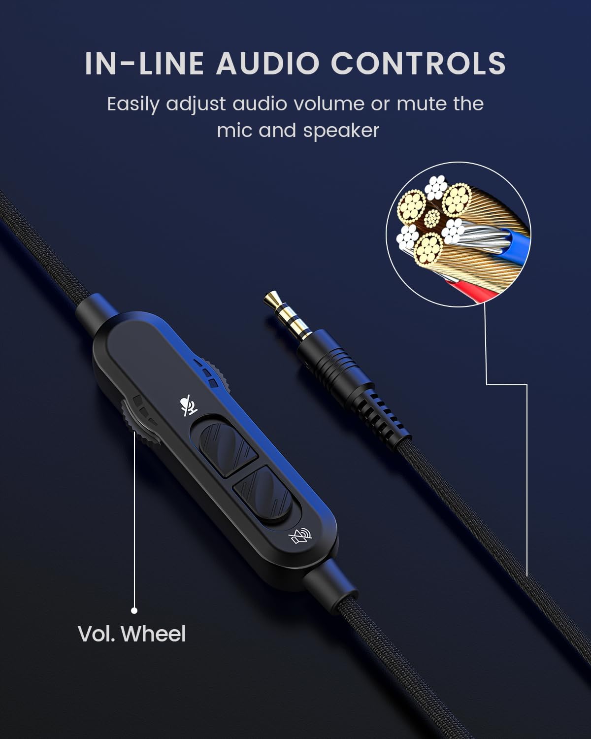 Gaming Headset for PS5 PS4 PC, Wired 3.5 mm Gaming Headset Noise Cancelling with Microphone for Xbox One, Xbox Series X|S Black