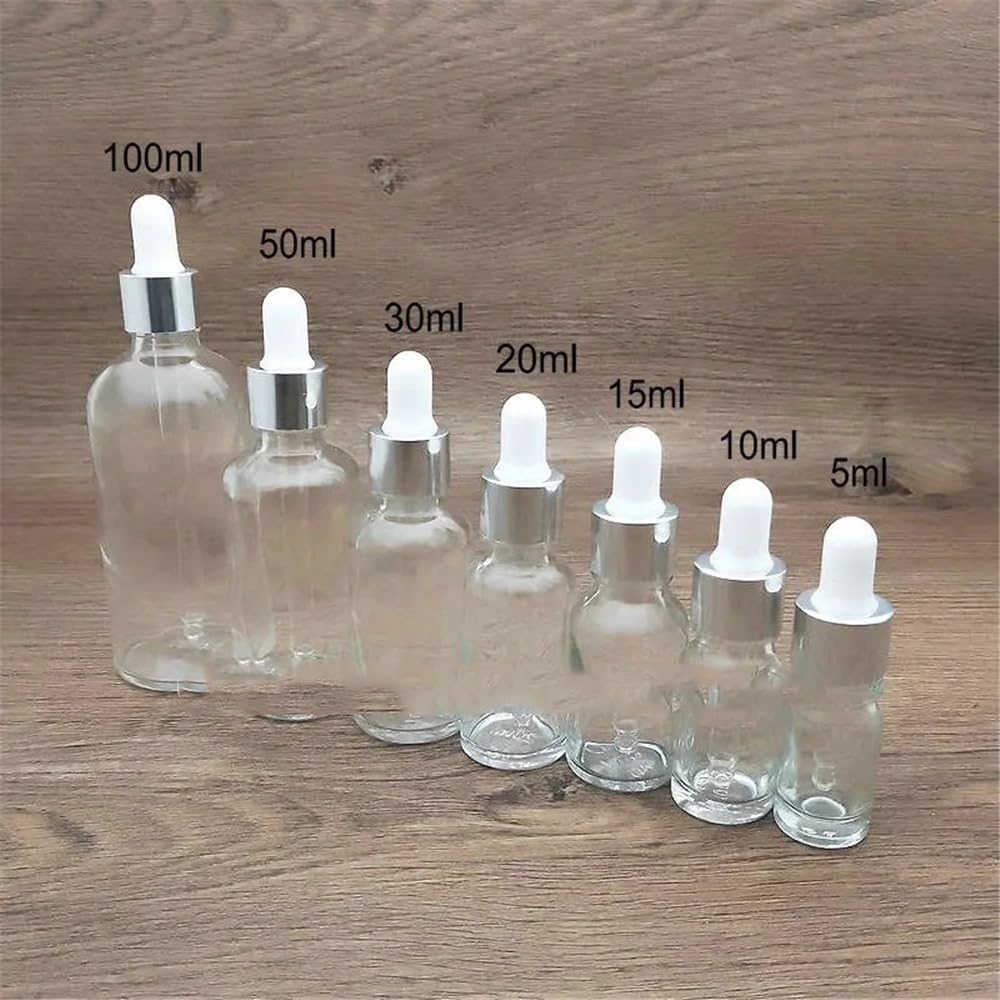 Cristalería de Laboratorio 10 pipetas de vidrio transparente de 5 ml a 100 ml con tapón de rosca plateado for laboratorio.(30ml)