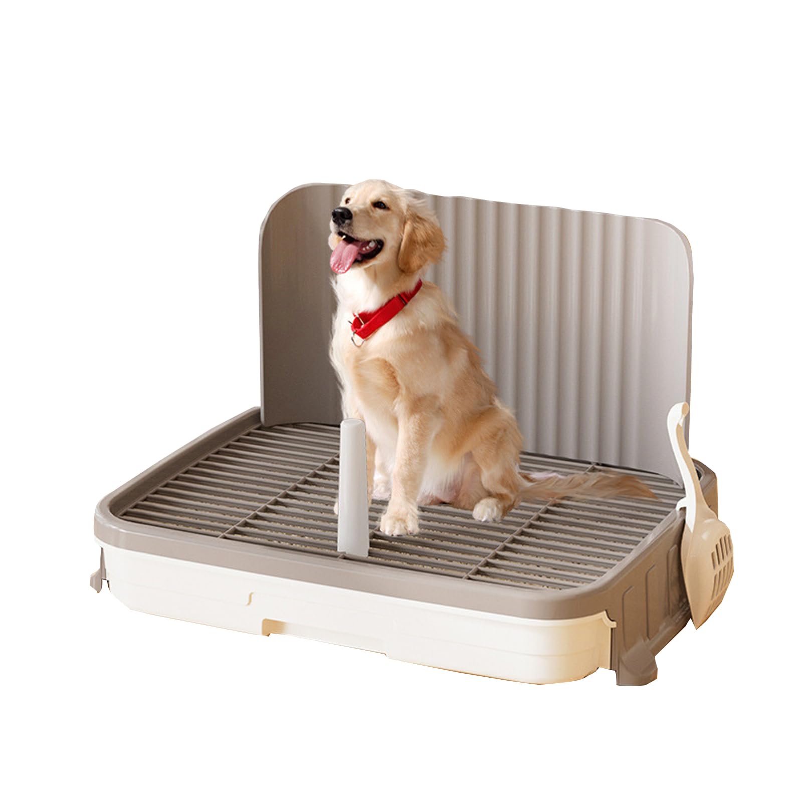 Litière pour chien avec protection anti-éclaboussures - Litière XXL pour chien et chat avec grille amovible et bac blanc - Nettoyage rapide, étanche