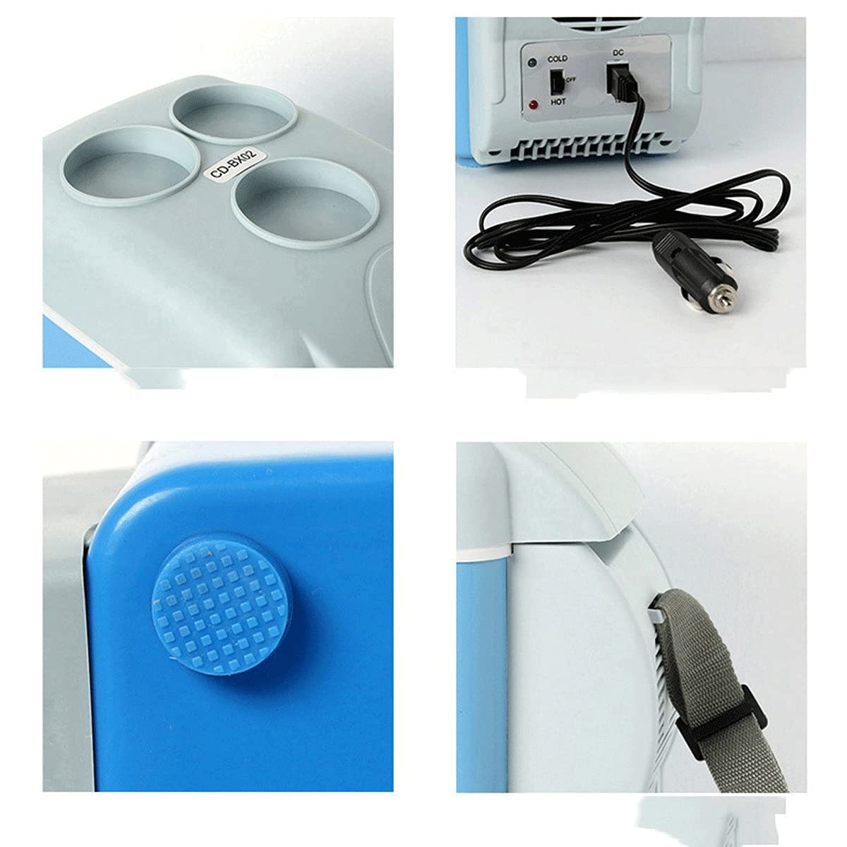 Mini refrigerador portátil para coche de 7,5 L, con calefacción y refrigeración, 12 V, ideal para camping, viajes y uso doméstico (color: azul, tamaño: 32,7 x 30,5 x 18,2 cm)
