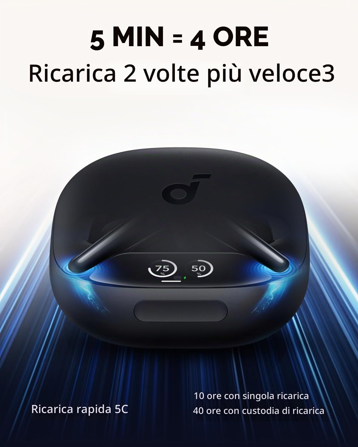 Soundcore Liberty 4 Pro auricolari wireless con cancellazione rumore adattiva, 7 sensori, ricarica veloce, audio Hi‑Fi, chiamate nitide con 6 microfoni AI (Ricondizionato)