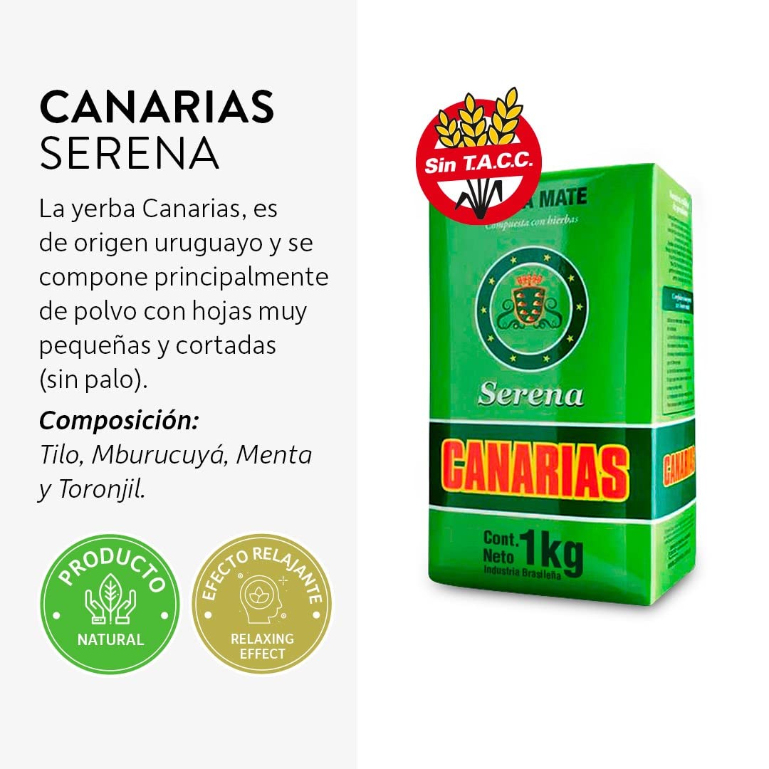 Qumir Pack de Yerba Mate Canarias Serena 1Kg - 3 Unidades - Total 3 Kg de Yerba Mate
