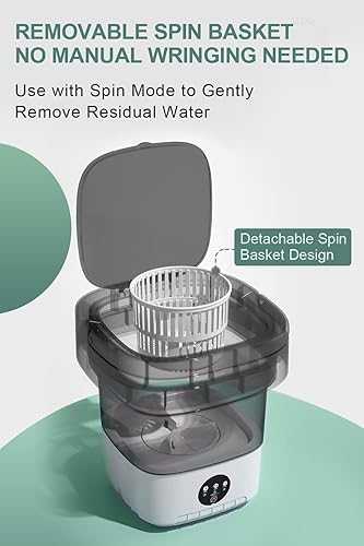Miniatura 4 de Mini lavadora portátil, lavadora plegable de 16 litros con 3 modos de limpieza, pequeña máquina de lavandería plegable para viajes, apartamento,