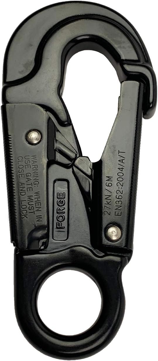 Forged Aluminum Double-Lock Gate Captive Eye Snap Hook 27 kN - Black