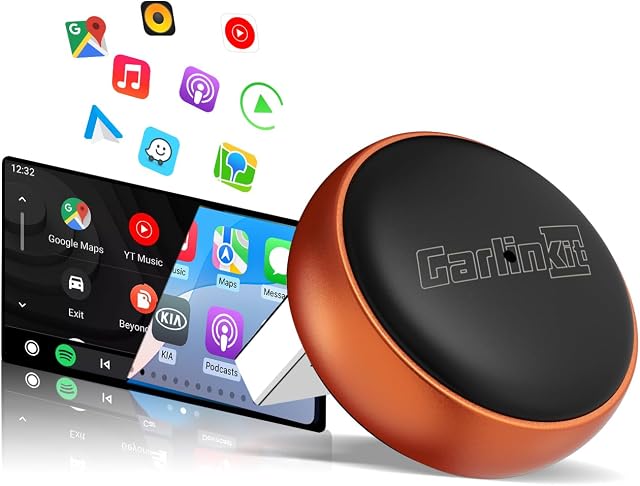 Carlinkit Mini adaptador CarPlay inalámbrico 3 Ultra Adaptador inalámbrico Android Auto Convierte OEM con cable a inalámbrico USB-A/C Conecta y usa, Auto Connect, OTA Upgrade, Naranja