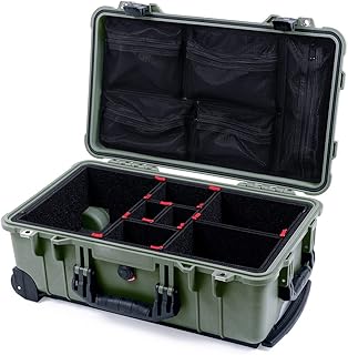 Pelican Color Case OD Green & Black Pelican 1510 case with TrekPak dividers & mesh lid Organizer.