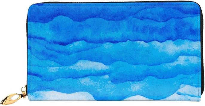 Amazon 雲のレイヤー 水彩絵 財布 レディース メンズ 長財布 北欧 レザー 多機能 大容量 本革 カード入れ 縦型カード収納 カードケース スマホ入れ可 Ykk ラウンドファスナー お札入れ 小銭入れ Rfid 誕生日プレゼント 財布