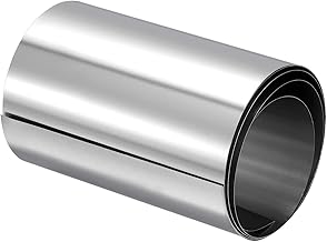 sourcing map 304 Stainless Steel Sheet Roll, 0.2mm x 100mm x 1m Polished Finish Metal Strip Plate Sheet for Crafts, Electronic Equipment, Silver Tone