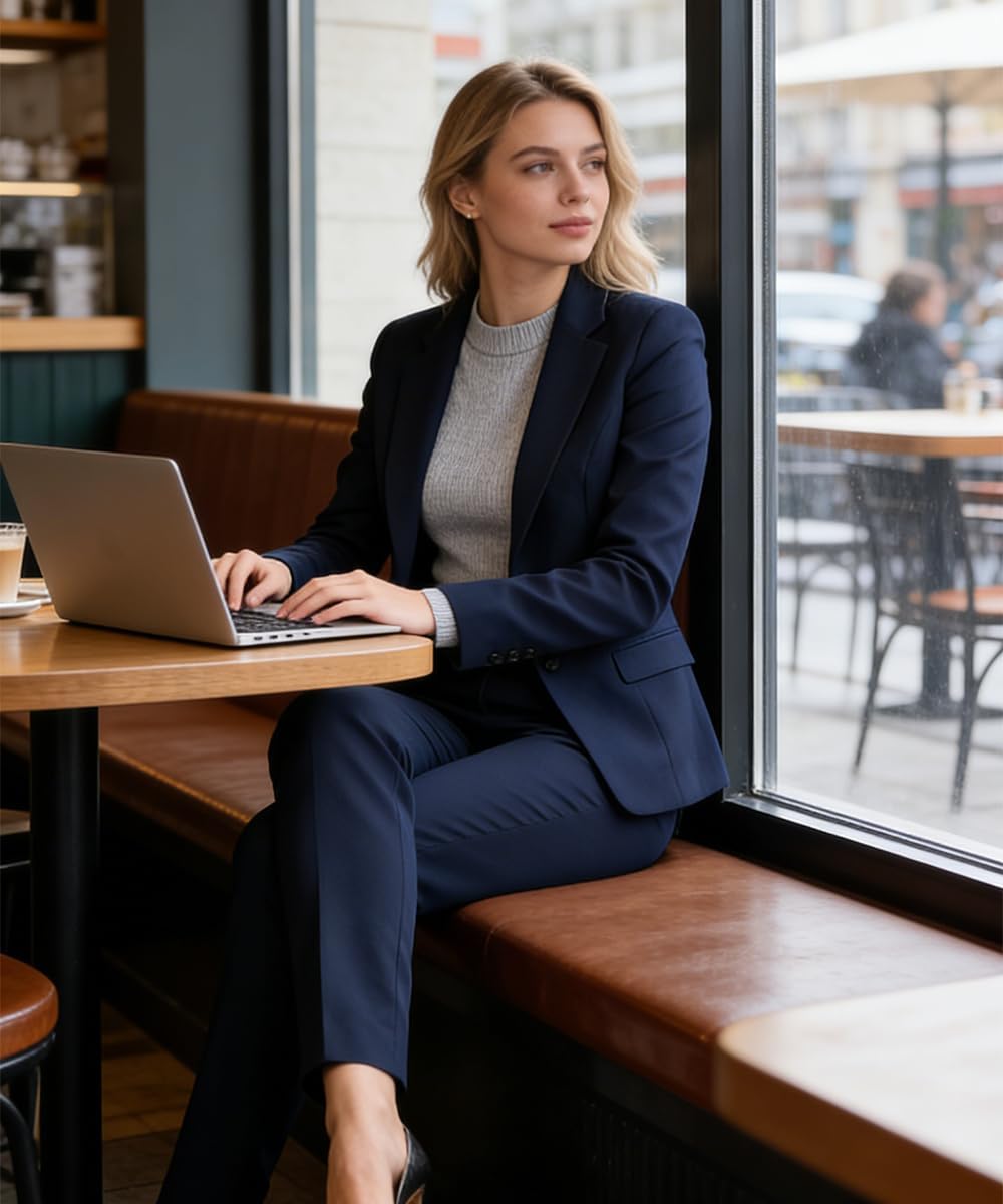 2 Piece Outfits Women Slim Fit Formal Pant Suit for Women Casual Blazer Pant Set Women's Business Suits