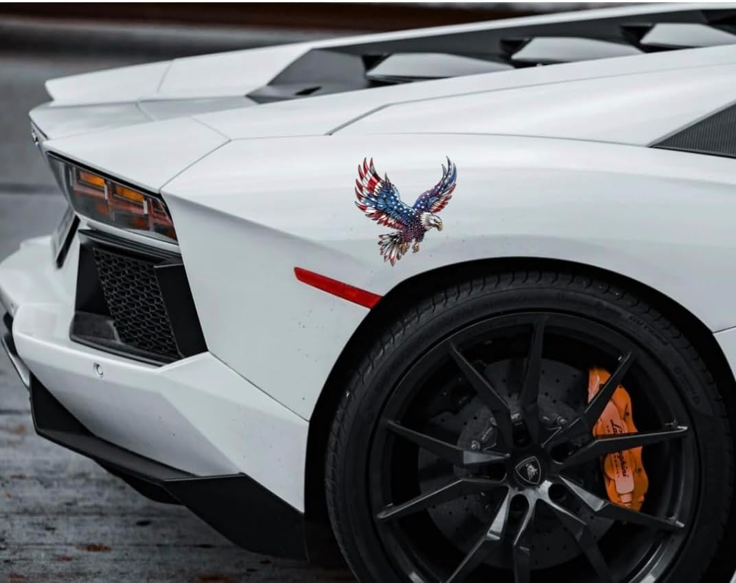 American Eagle Car Sticker with Flag, Patriotic USA Decal, Eagle with American Flag Vinyl Sticker for Cars, Trucks, Laptops, and More. USA Pride and Freedom Inspired Design, Durable, Weatherproof - Image 3