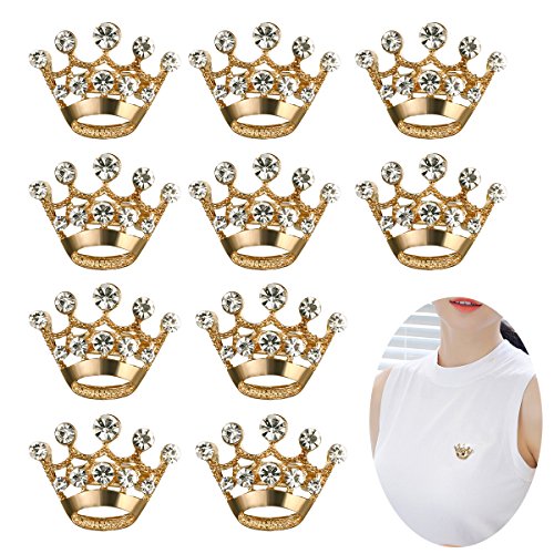 Image of LUOEM 12 Pack Crown Brooch Pins, Mini Rhinestone Pins for Women