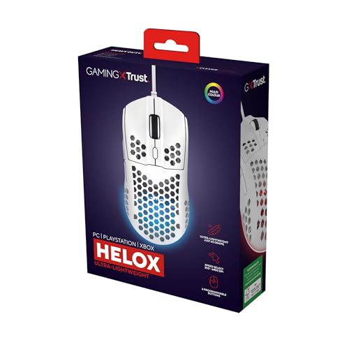 GXTrust 928W Helox Mouse Gaming Superleggero 65g con Filo, Regolazione DPI 200-6400 Sensore Ottico, 6 Pulsanti Programmabili, Illuminazione RGB, Mouse da Gaming per PC Desktop Laptop, Bianco - Mouse gaming - Immagine 10