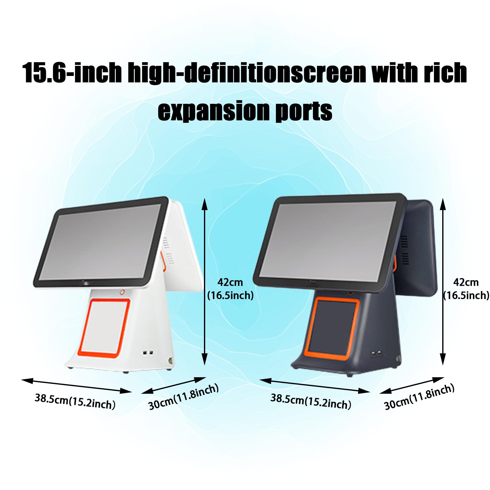 Sistemas Pos para Restaurantes con Pantalla TáCtil De 15,6 Pulgadas, Impresora TéRmica Integrada De 58 Mm, Caja Registradora Todo En Uno para PequeñAs Empresas, Pago Black