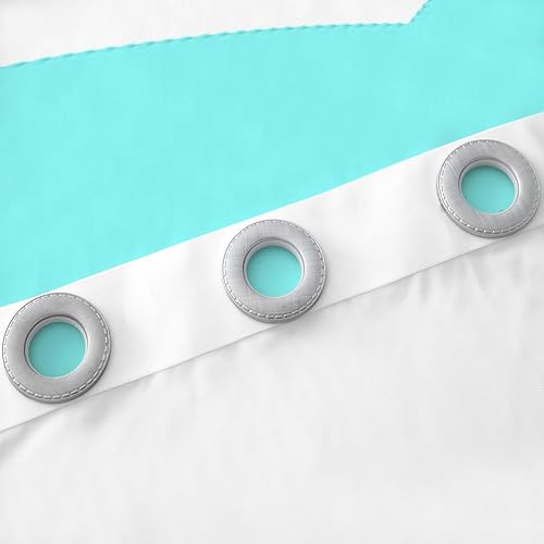 Miniatura 6 de Cortinas fluorescentes de oscurecimiento verde azulado y blanco (2 paneles, 52 x 84 pulgadas), cortinas geométricas geométricas para dormitorio,