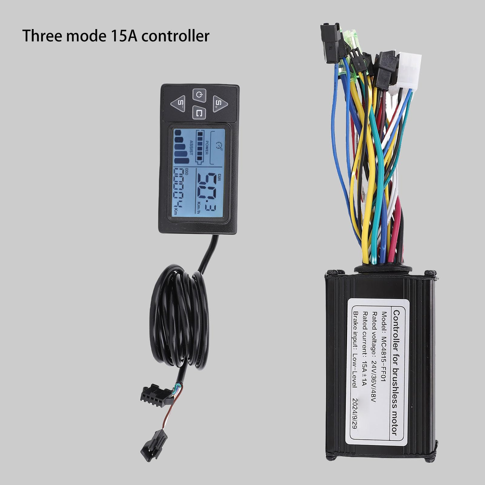 BuyWeek Kit de Controlador de Motor para Bicicleta Eléctrica Controlador de Onda Sinusoidal Sin Escobillas 15A 3 Modos con S861 Panel