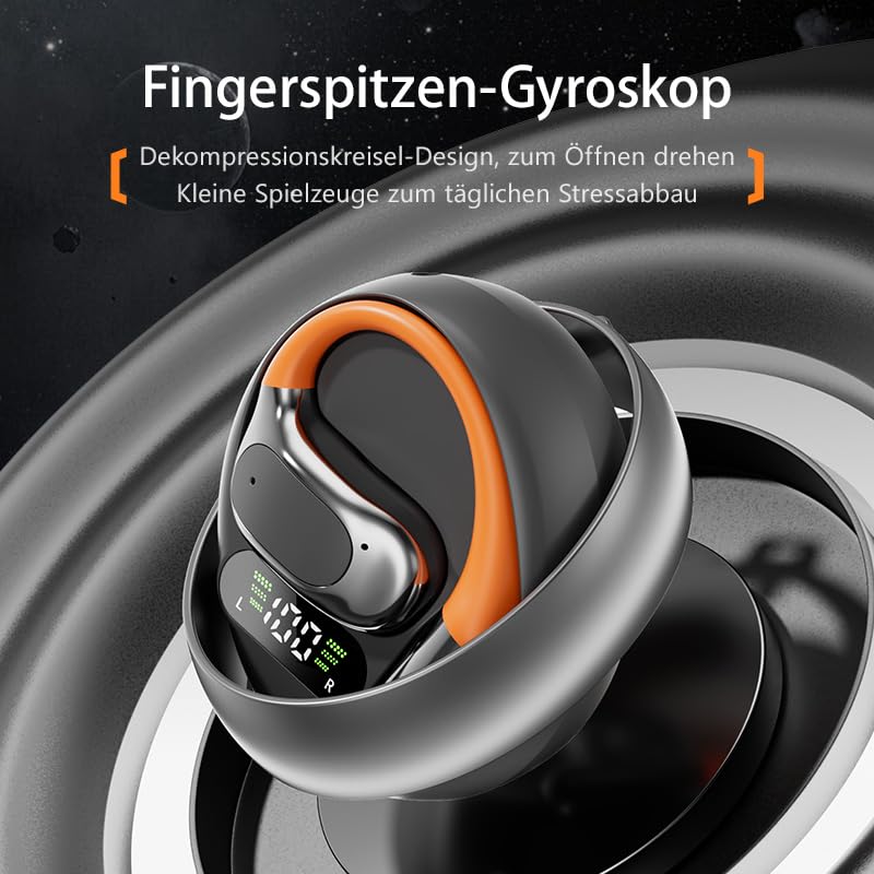Słuchawki Bluetooth, Bluetooth 5.4, sportowe słuchawki tłumaczeniowe, wodoszczelność IPX5, cyfrowy wyświetlacz LED, typ otwarty, odpowiednie do uprawiania sportu, fitnessu, biegania (czarne)