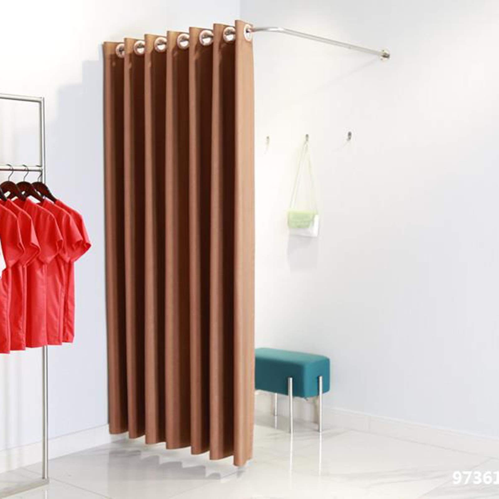 Mobile semplice montaggio stanza spogliatoio a pavimento dotato di 3 ganci appendiabiti in acciaio inox materiale è antiruggine e resistente all'usura adatto per negozi di abbigliamento, uffici, farmacie