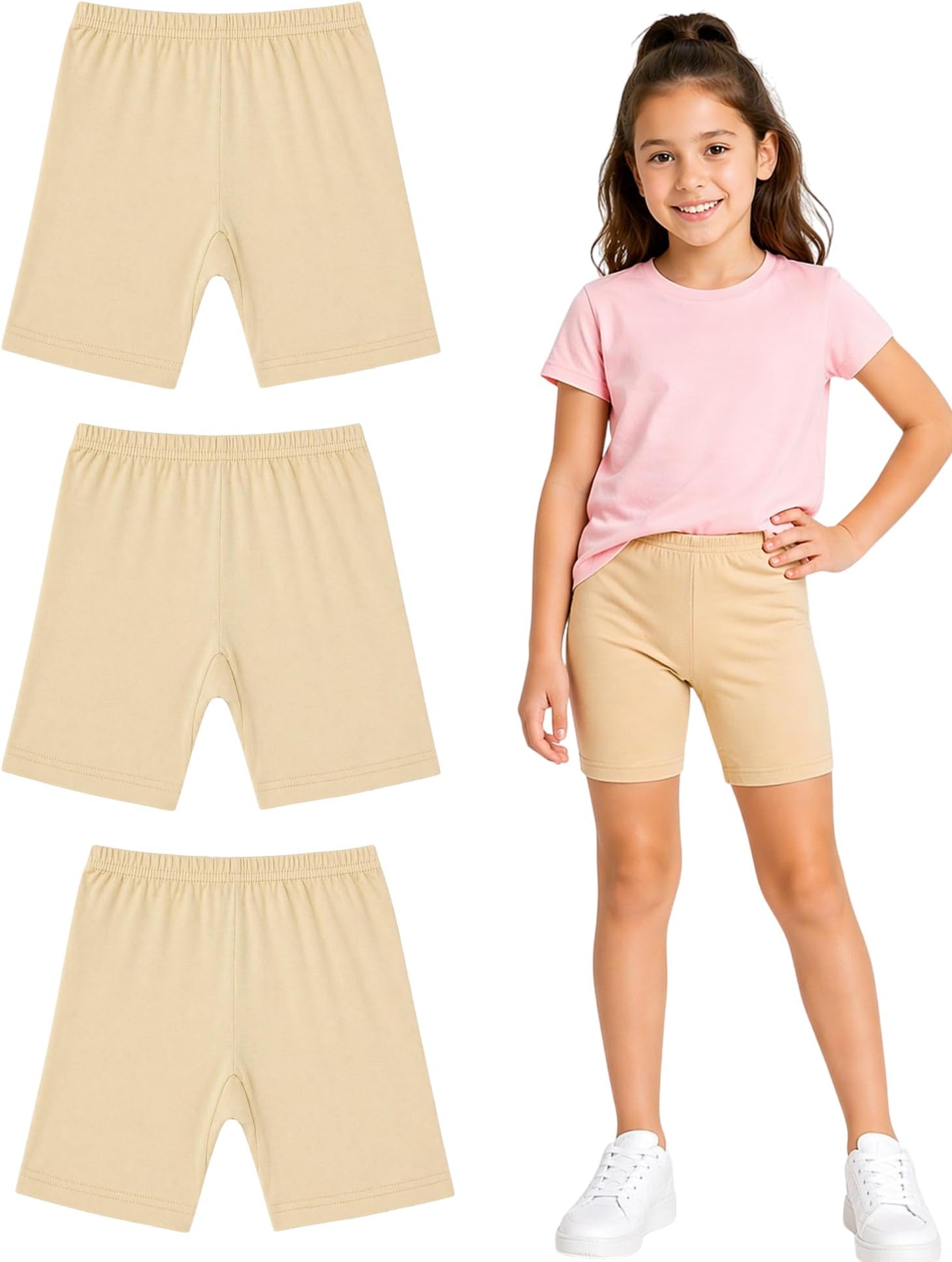 Girls Cycling Shorts | 100% Cotton Stylish, Comfortable & Durable Shorts for Girls | Pack of 3