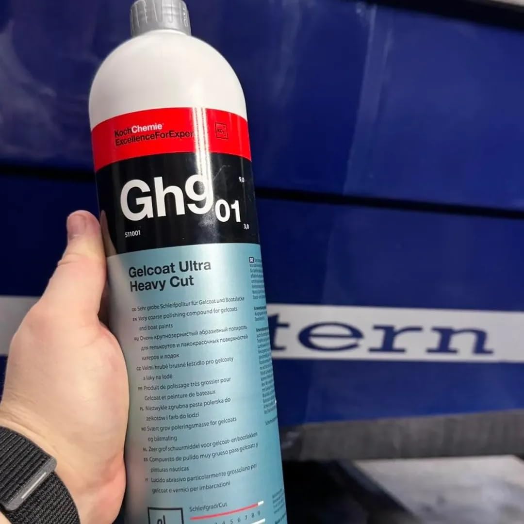 Koch Chemie Gelcoat Ultra Heavy Cut 1L bardzo gruba politura szlifierska do lakieru żelowego i łodzi usuwa głębokie zadrapania, utlenianie, politura maszynowa z włókna szklanego