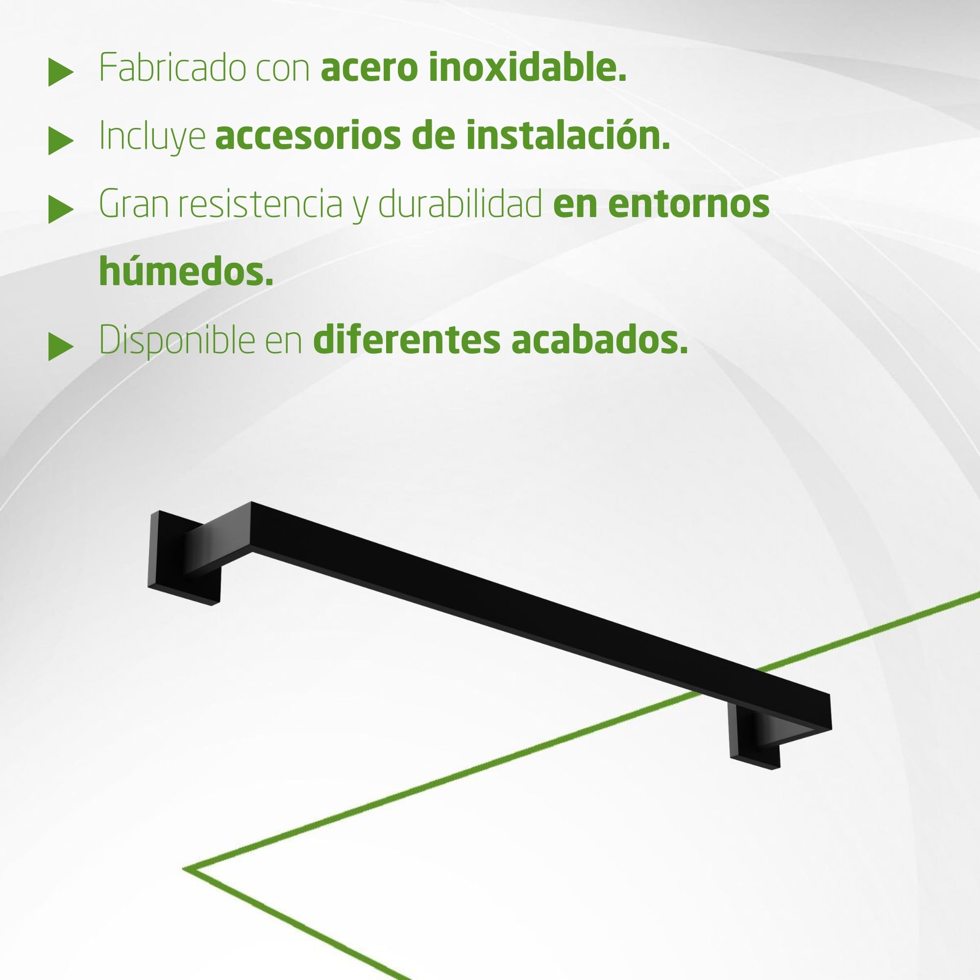 Amig - Toallero de baño Mod. Isla-1 - Soporte de Pared para Toallas con Tornillos incluidos - 600 x 80 x 55 mm - Acero Inoxidable - Negro Mate