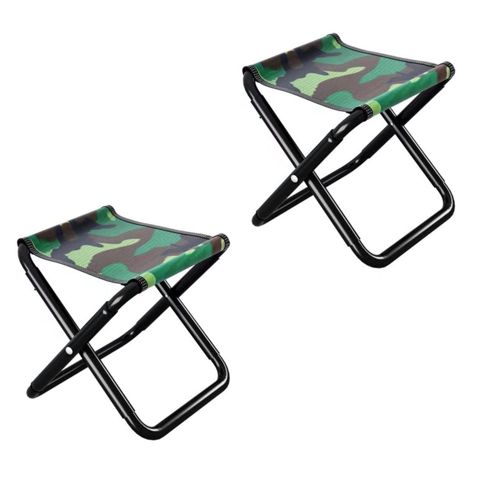 GUODDM 2PCS Portable Folding Stool - Carbon Steel Pipe，31CM Height Foldable Stools With Carry Bag, Load Capacity 200kg, For Camping, Fishing, Picnic(B)