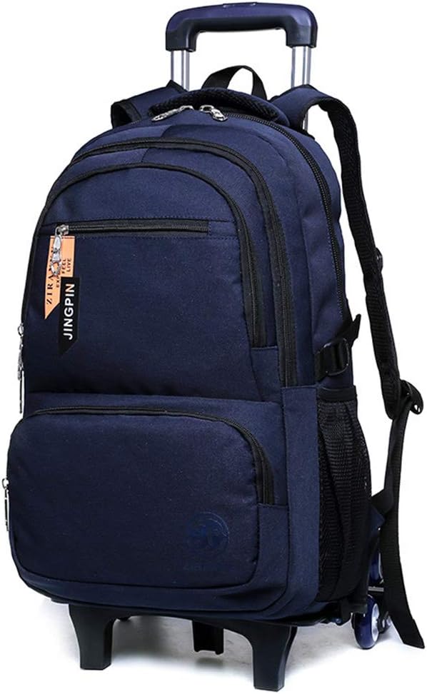 NC Rolling Backpack with 6 Wheel, Multifution Waterproof Wheeled Backpack with Removable Trolley Rod, Kid's Carry on Trolley Backpack Bag,A