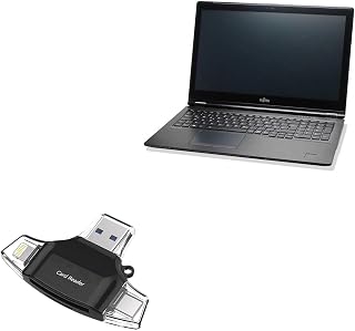 BoxWave Smart Gadget Compatible with Fujitsu LifeBook U7510 - AllReader SD Card Reader, microSD Card Reader SD Compact USB - Jet Black