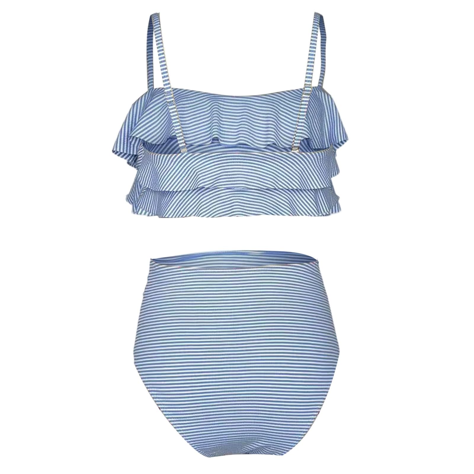 Bikini de grossesse 2 pièces avec taille haute à rayures pour la piscine comme maillot de bain confortable pour les femmes enceintes