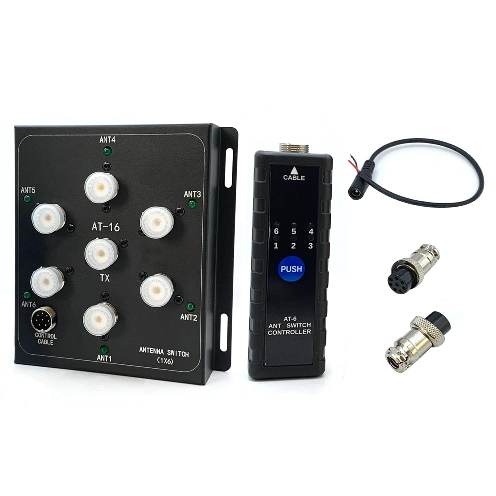 Sxhlseller Commutatore Antenna Coassiale a 6 Vie con Controller, Selettore Remoto PEP da 1,8 MHz a 55 MHz 800 W per Stazione Base e Radio Portatile con Ingresso Interfaccia SO-239