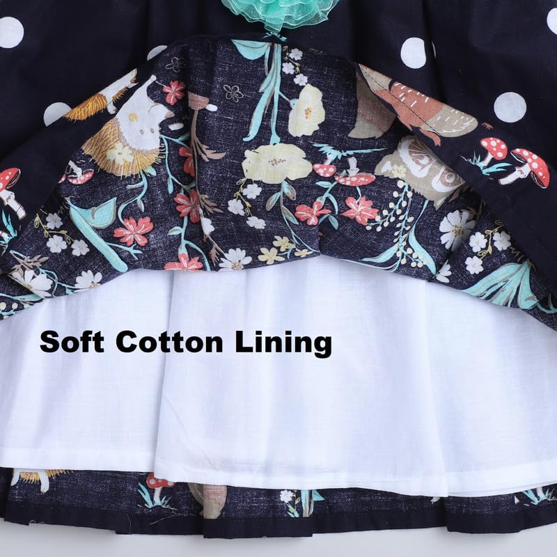 Image of Mama&Bebe Summer Dress for Girls with Cotton Soft Lining | Printed Fit & Flare Kids Outfit with Cute Bow Detail | Comfortable Breathable Party & Outing Dress for Toddlers and Little Girls