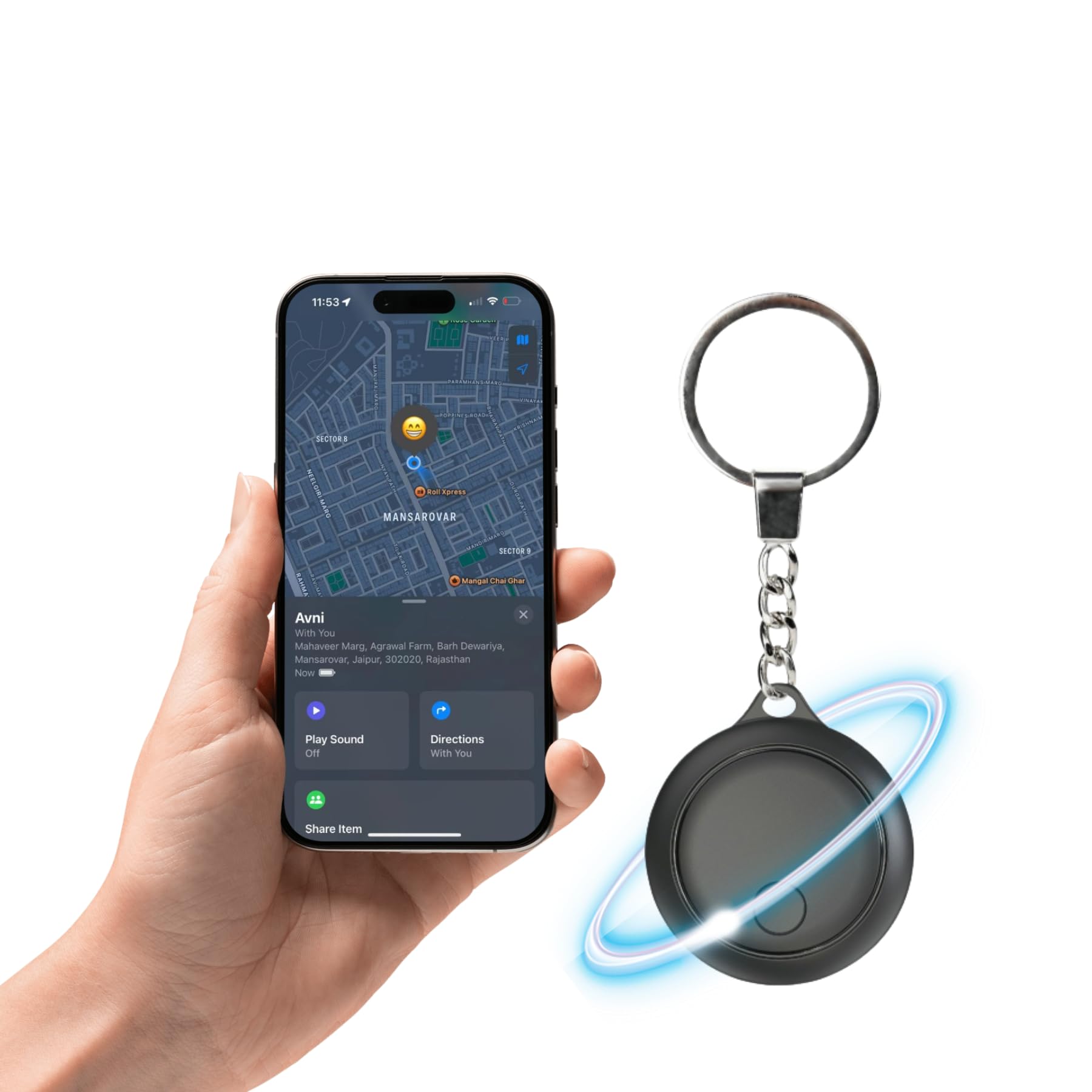 i-Tag Bluetooth Asset Tracker Keychain with Battery Backup | Track Keys, Pets, Bags & Valuables | iOS Compatible Only | Anti-Lost Finder with App Support