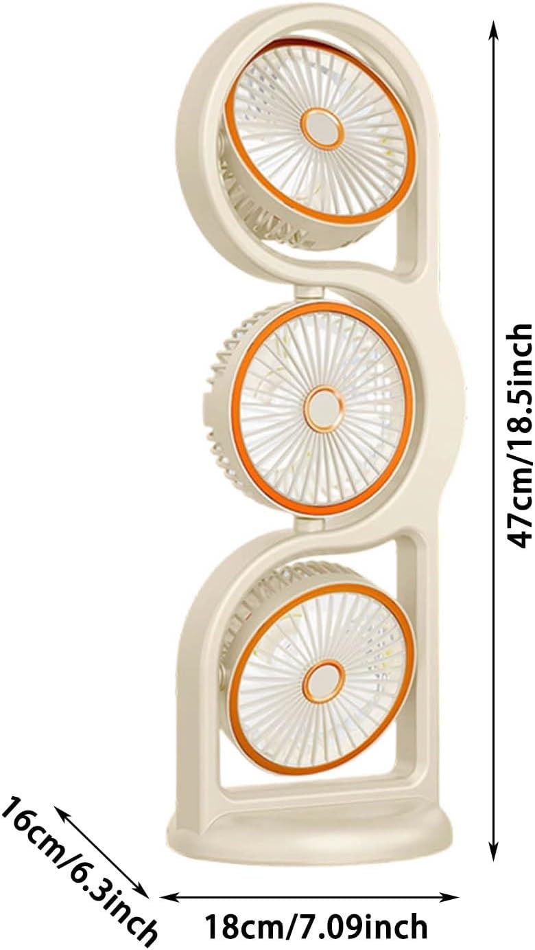 Portable Oscillating Tower Fan 360° Tilt & 105° Auto Oscillation Small Desk Fan 5 Speeds USB Rechargeable Compact Desk Fan for Home Bedroom Travel,Powerful Airflow (Gray)