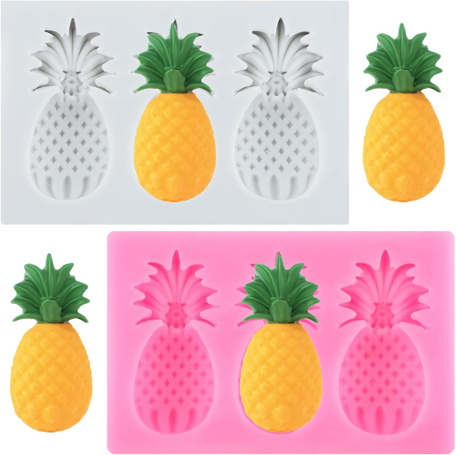 Fruit Fondant Molds Pineapple Silicone Mold Set Of 2