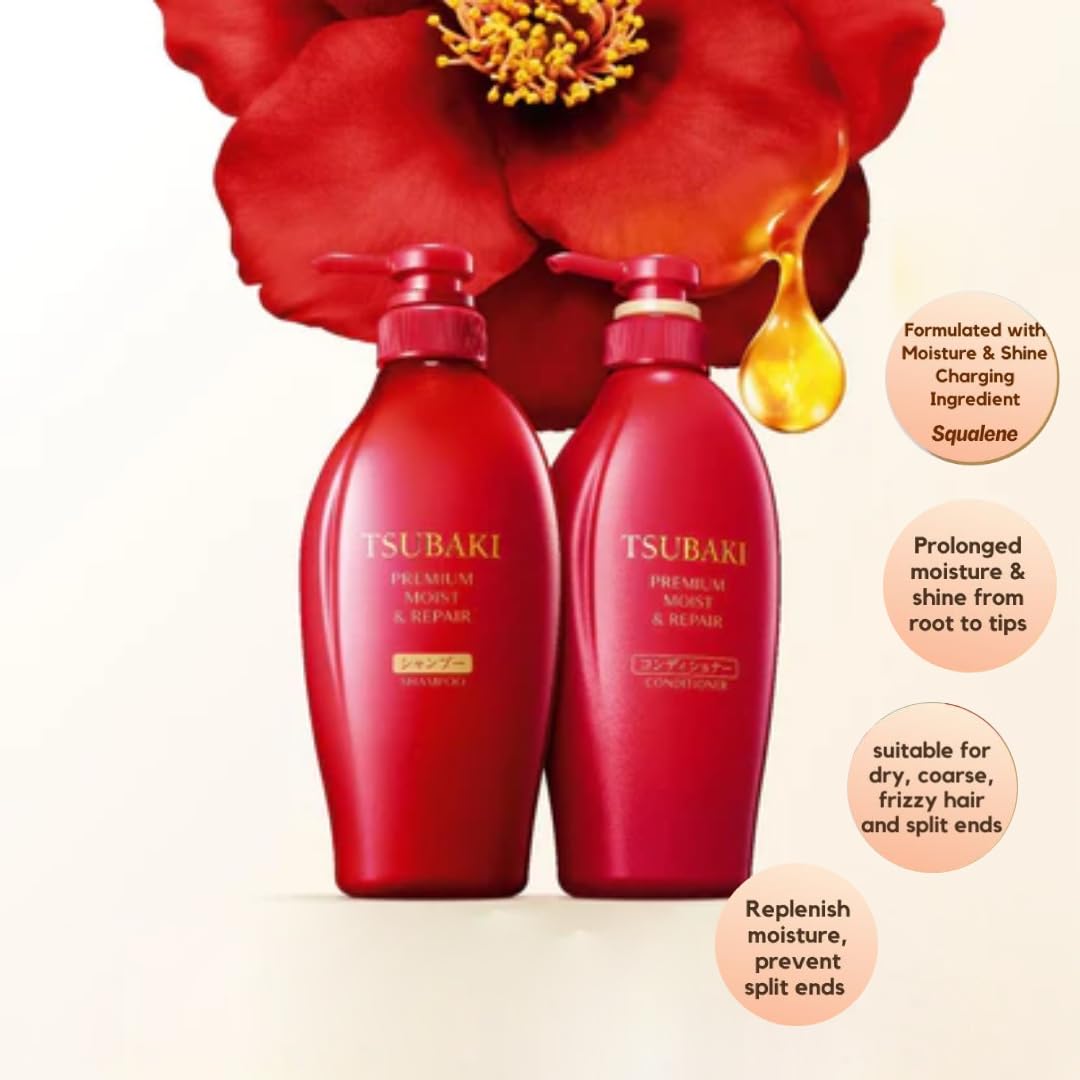 SOFIA BY ODE Hair Silky Serum bundle with Tsubaki Moist and Repair Shampoo and Conditioner set 10ml+450ml+450g