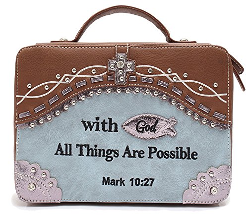 Blancho Bedding Womens [Posible] PU Cuero Biblia Funda Cubierta Biblia Azul