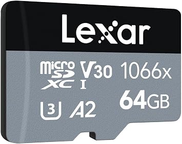 Lexar 64GB High-Performance 1066x microSDXC UHS-I, up to 160MB/s read 70MB/s write C10 A2 V30 U3
