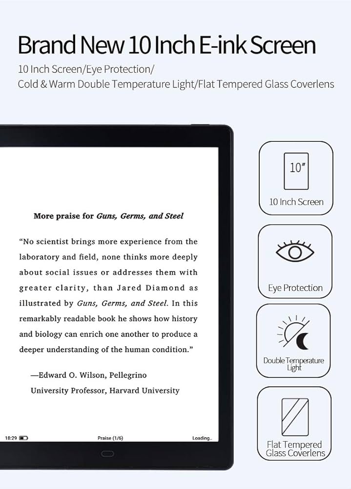 Likebook E-Reader P10, 10-calowy ekran E-Ink-Carta, Dual